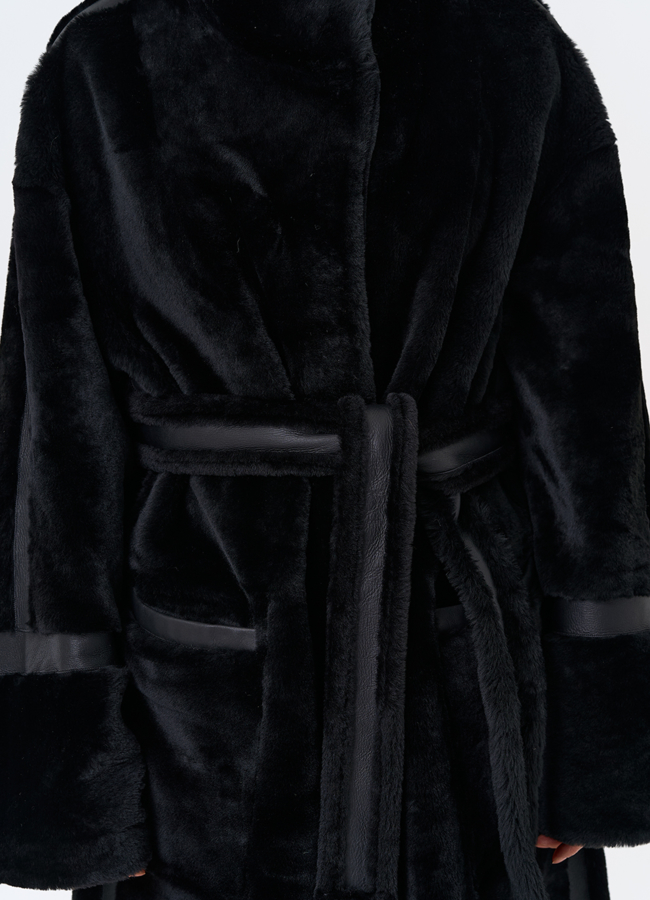 Женская двухсторонняя дубленка с воротником стойкой модель № 31914 универмаг малина