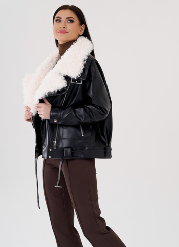 Куртка косуха на утеплении с отделкой натуральный козлик Куртка косуха на утеплении с отделкой натуральный козлик