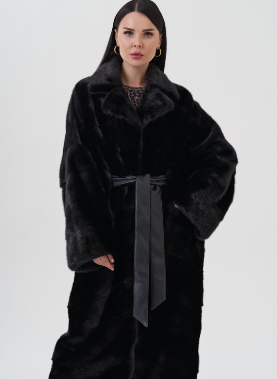 Норковая шуба с английским воротником 