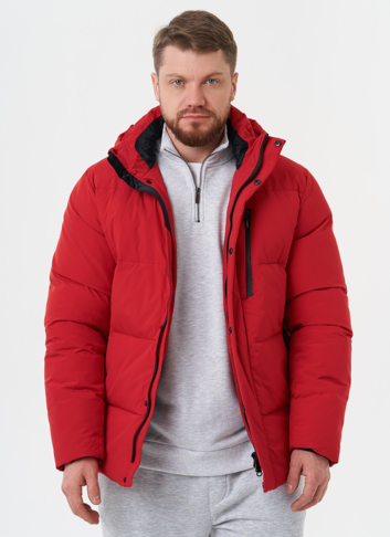 Яркий пуховик с капюшоном