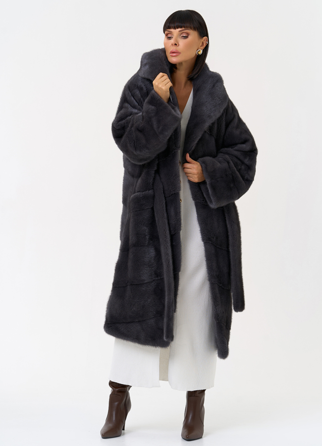 Женская шуба из меха норки с капюшоном модель № 31382 универмаг малина