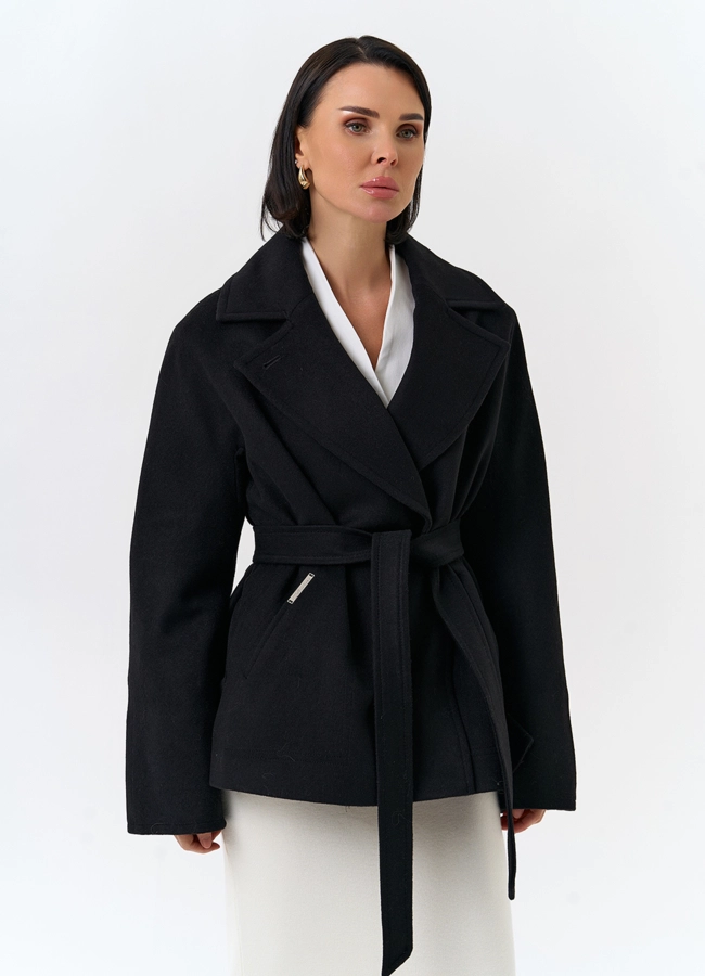 Женское укороченное пальто с английским воротником модель № 32511 универмаг малина