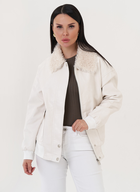 Куртка "бомбер" с эко мехом