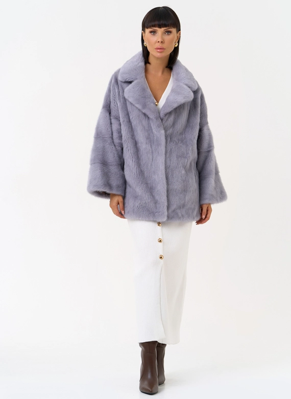 Куртка из меха норки с английским воротником