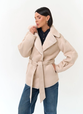 Женская дубленка из эко замши