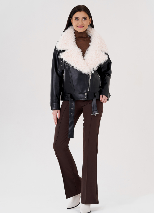 Куртка косуха на утеплении с отделкой натуральный козлик модель № 3022 универмаг малина