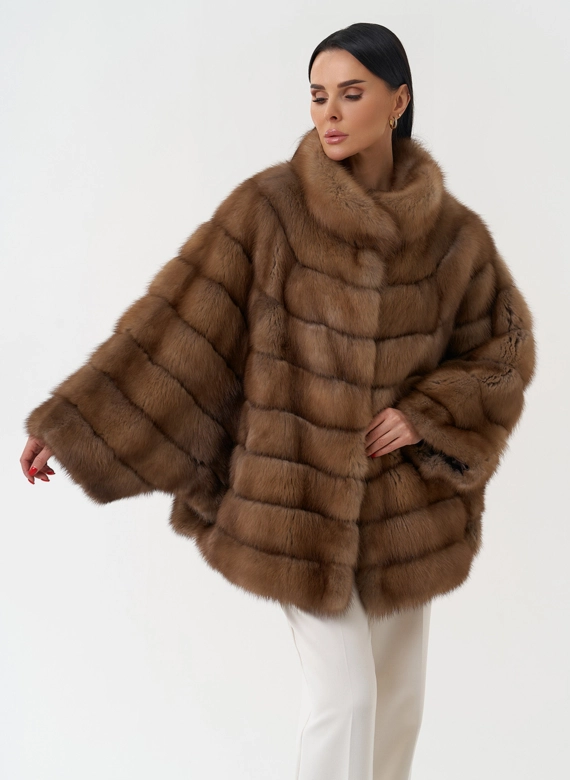 Шуба из куницы с воротником стойка фото