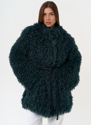 Женская шуба из эко меха изумрудного цвета Женская шуба из эко меха изумрудного цвета