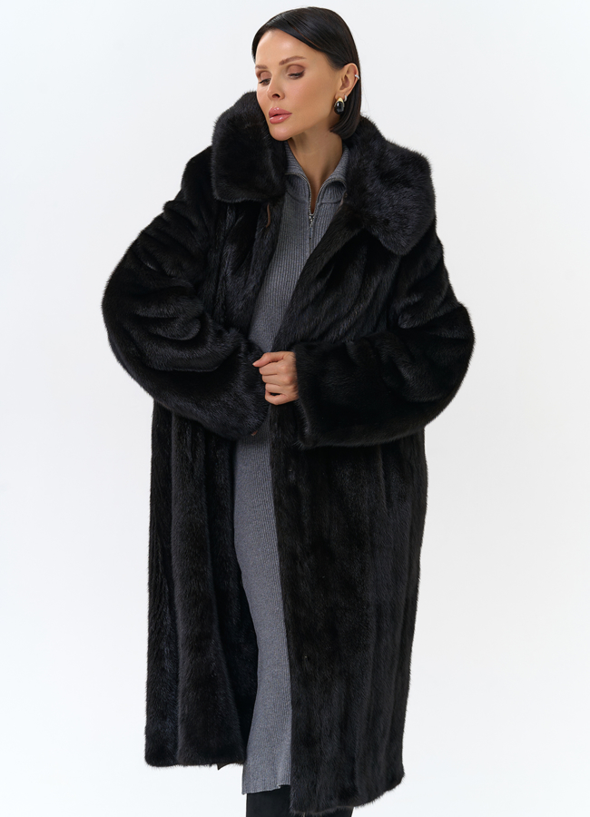 Шуба из норки в цвете махагон модель № 26126 универмаг малина