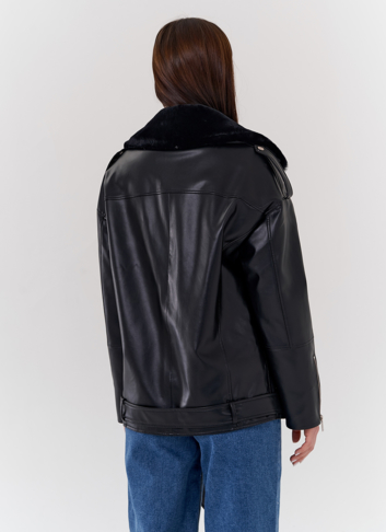 Куртка-косуха из эко кожи на утеплителе с натуральным мутоном Куртка-косуха из эко кожи на утеплителе с натуральным мутоном