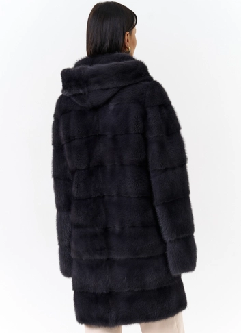 Норковая шуба трансформер с капюшоном фото