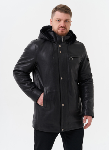 Мужская дубленка черного цвета 