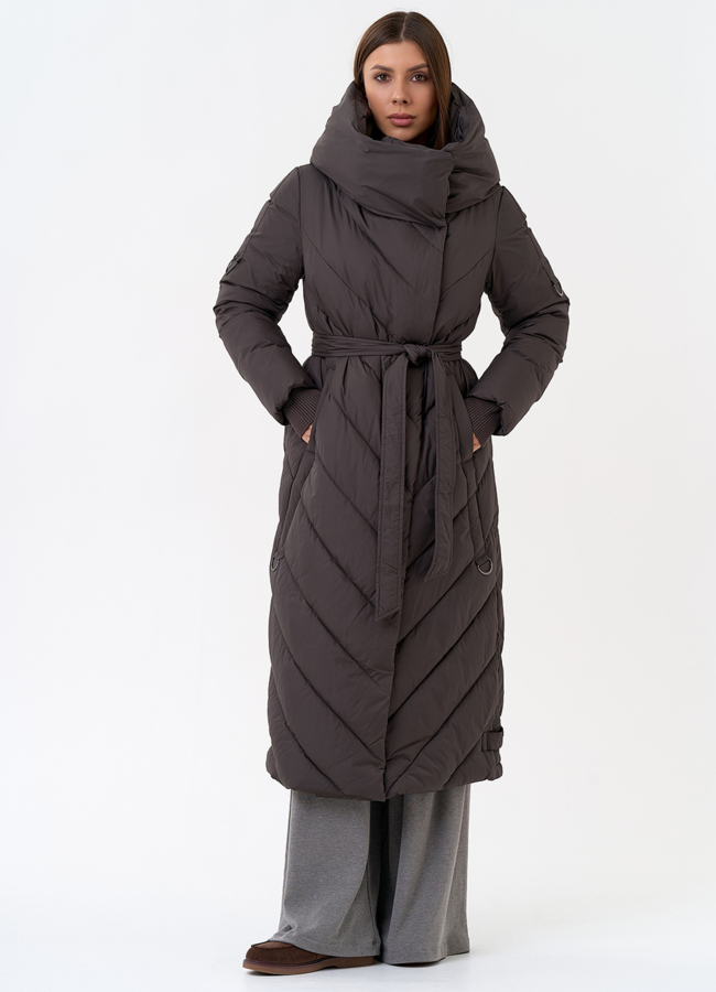 Женский длинный пуховик с капюшоном модель № 31394 в рассрочку