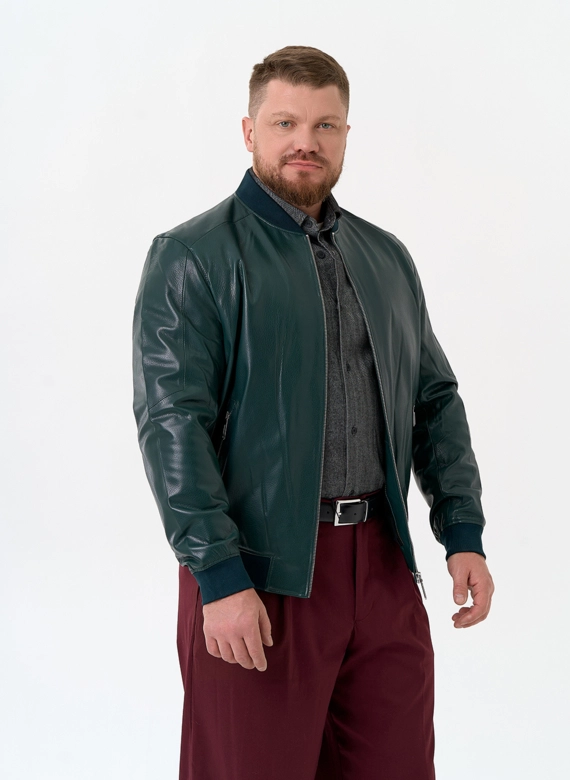 Мужская куртка бомбер из натуральной кожи