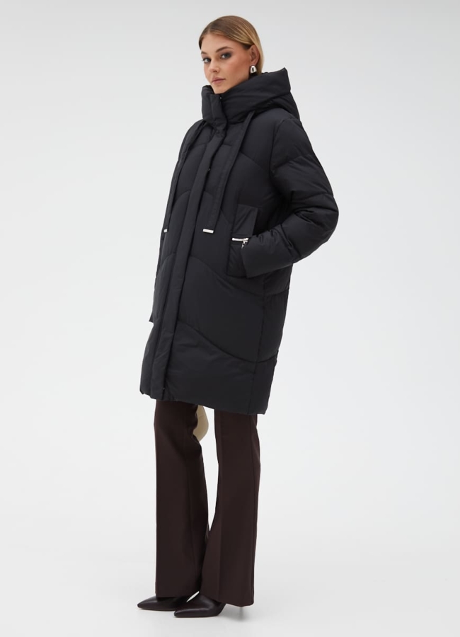 Женский пуховик с капюшоном модель № 31126 универмаг малина