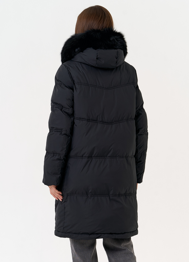 Женский пуховик с капюшоном из меха песца модель № 31697 в рассрочку