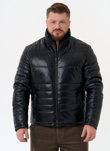 Пуховик из эко кожи черного цвета Пуховик из эко кожи черного цвета