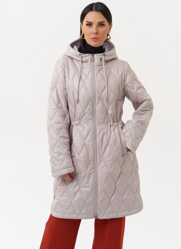 Женское утепленное полупальто с капюшоном