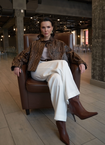 Леопардовая кожаная куртка