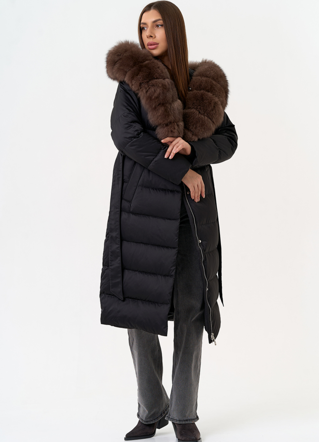 Женский пуховик с капюшоном из меха песца модель № 31448 в кредит