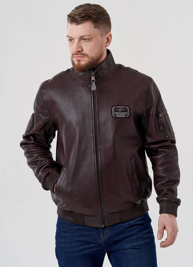 Мужская куртка из натуральной кожи  модель № 24392 в кредит