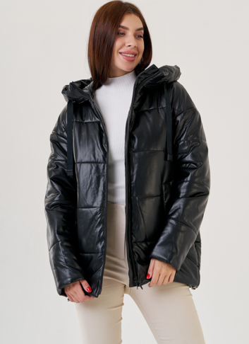 Черный пуховик Malina Siberian из искусственной кожи Черный пуховик Malina Siberian из искусственной кожи