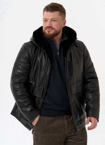 Куртка из натуральной кожи с капюшоном Куртка из натуральной кожи с капюшоном