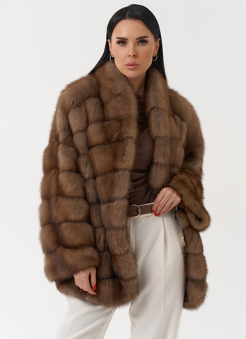 Шуба из куницы с воротником шаль Шуба из куницы с воротником шаль