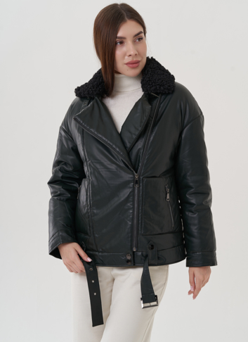 Косуха утепленная из экокожи с отделкой из экомеха Косуха утепленная из экокожи с отделкой из экомеха